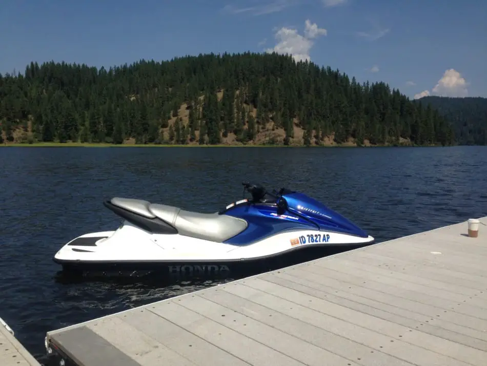 Jet Ski tied up to Dock