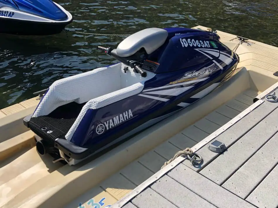 Superjet on floating jet ski dock