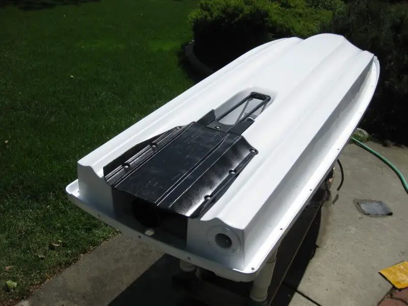 Painted ride plate reinstalled on a jet ski hull