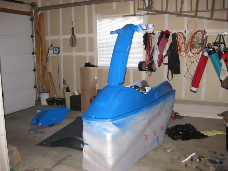 Painting Jet Ski Hull Blue