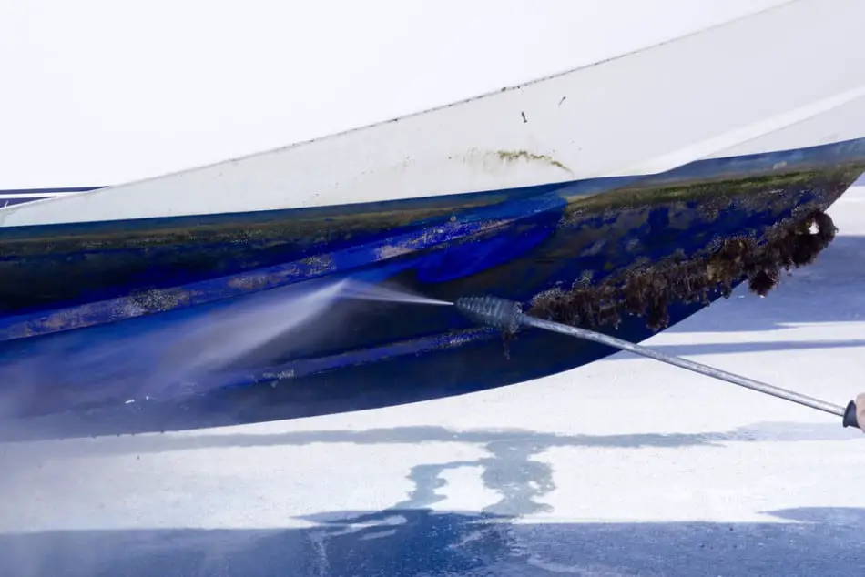 Powerwashing a boat hull